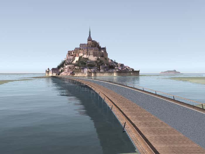 Image virtuelle du pont-passerelle du Mont-Saint-Michel