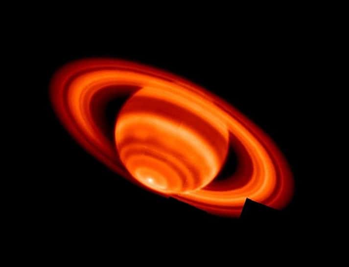 Le vortex polaire chaud de Saturne, un tourbillon au sud de la planète