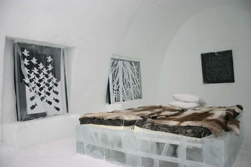 Suite glacée d'un ice hotel, en Suède