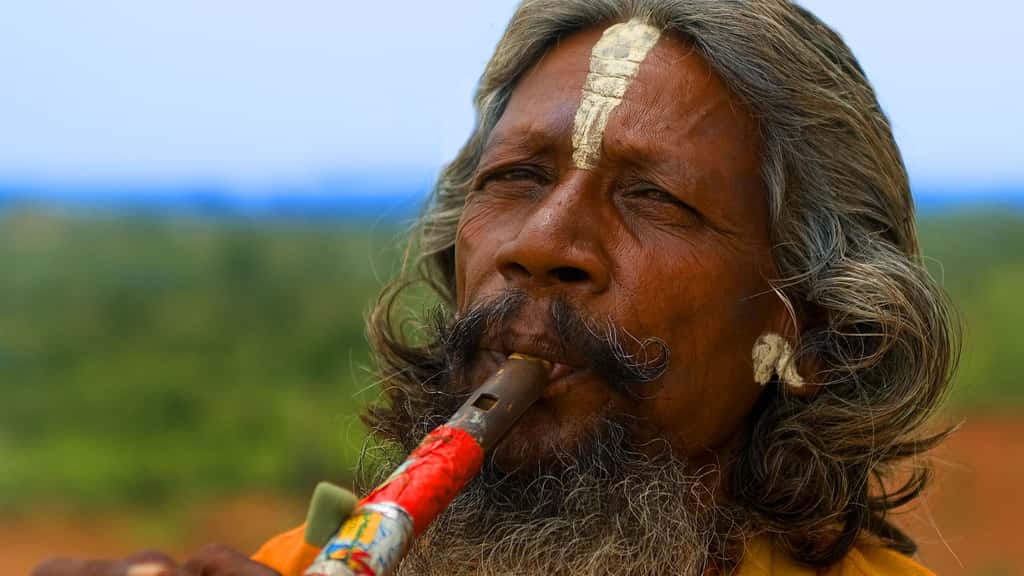 Le joueur de flûte d’Orchhâ, au Madhya Pradesh, en Inde