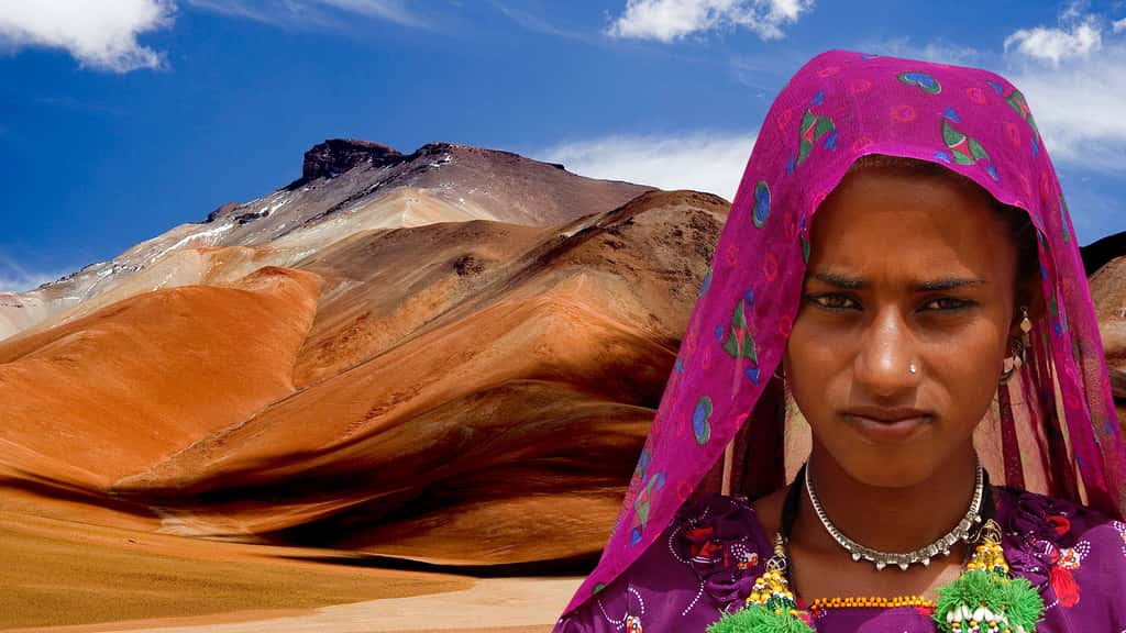 Une jeune musulmane chercheuse d’eau, dans le désert du Thar, en Inde