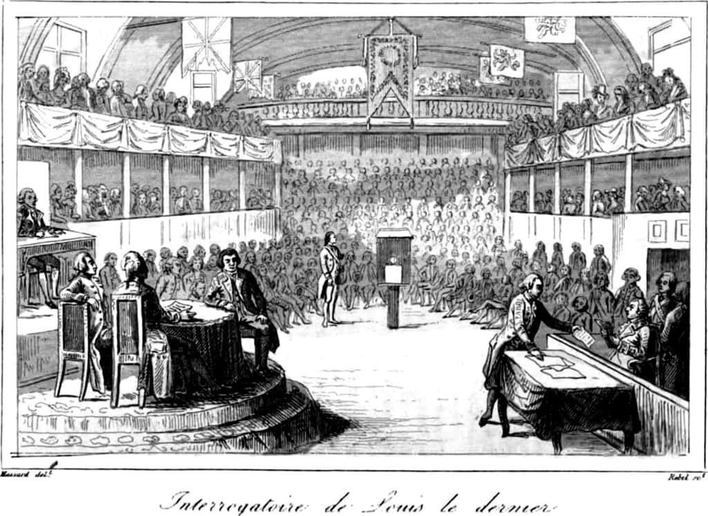 Procès de Louis XVI. © Auteur inconnu. Extrait « <em>Histoire-musée de la république Française, depuis l’assemblée des notables »,</em> d’Augustin Challamel, Paris, Delloye, 1842.