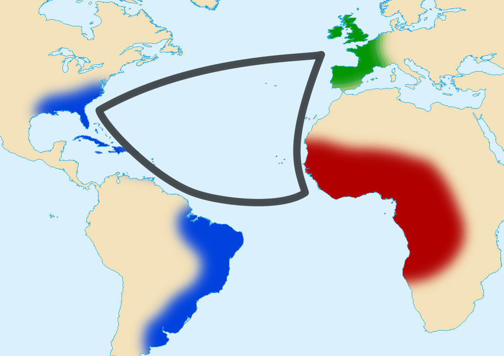 L’esclavagisme était au cœur du commerce triangulaire qui impliquait l’Europe, l’Afrique et le continent américain. © Sémhur, <em>Wikimedia Commons</em>, CC by-sa 3.0    
