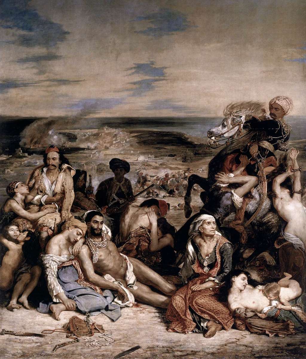 Les habitants de l’île de Chios massacrés par l’armée ottomane © Eugène Delacroix, Musée du Louvre, <em>Wikimedia Commons</em>, DP