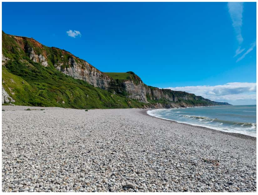 Les falaises de craie de Saint-Jouin-Bruneval (Seine-Maritime), où le spécimen holotype de <em>Caletodraco cottardi</em> a été découvert par Nicolas Cottard. © Buffetaut <em>et al.</em>