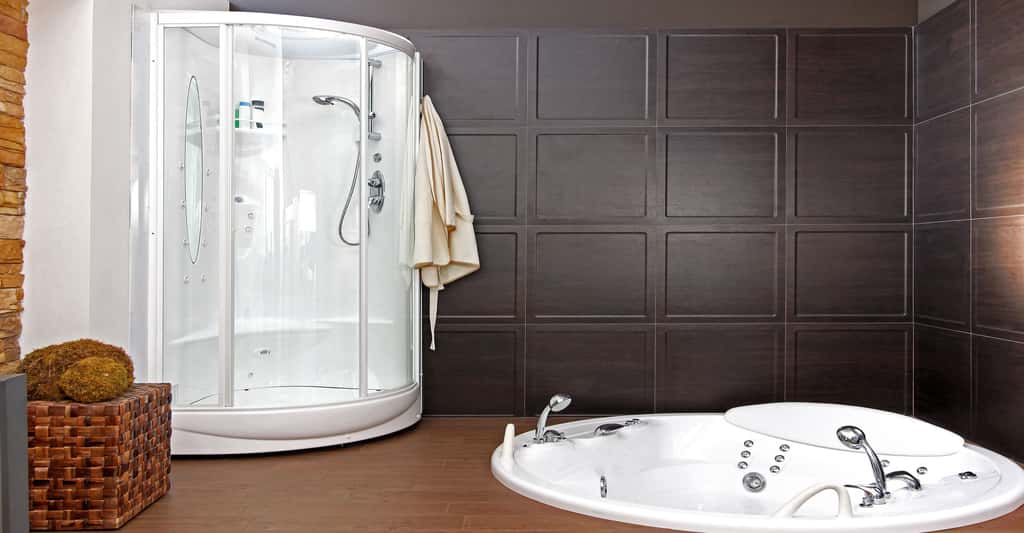 Cabine de douche et baignoire multijets. © Ttatty, Shutterstock