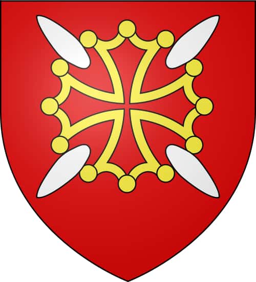 Blason du département de la Haute-Garonne. La croix, dite de Toulouse, figure sur le blason du Languedoc. © Spedona, Wikimedia Commons, GNU 1.2