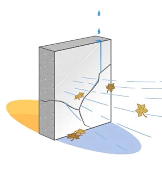 Les transferts d’humidité et de vapeur d’eau peuvent se faire à partir de fissures dans les murs. © DR