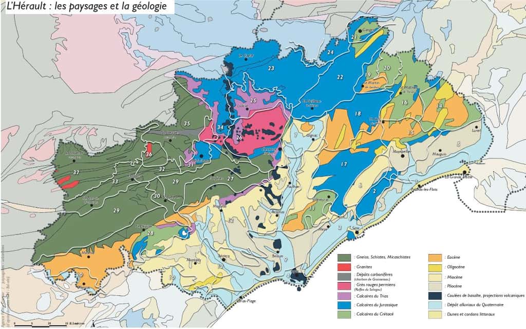 Carte géologique de l'Hérault. © Dreal Languedoc-Roussillon, DR