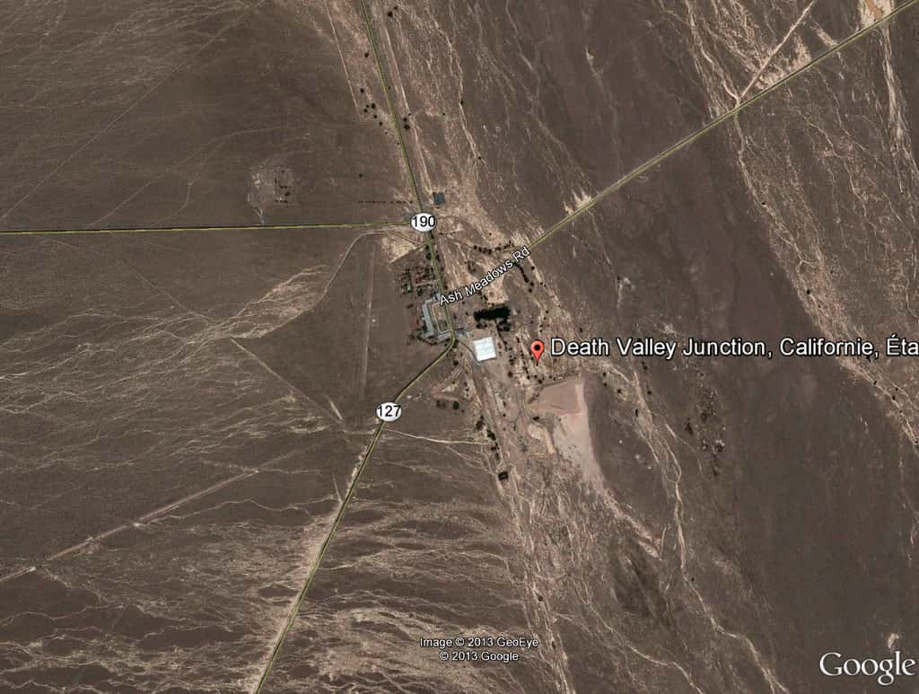 La <em>Death valley Jonction</em> vue du ciel. © Google    