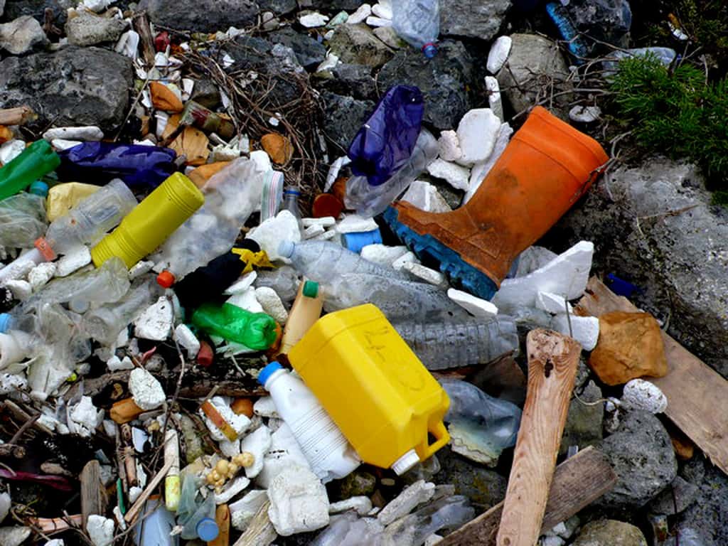 Bouteilles en plastique, en verre, conteneurs : toutes sortes de plastiques sont trouvés sur nos plages. © Nigel Mykura, CC by-nc 2.0