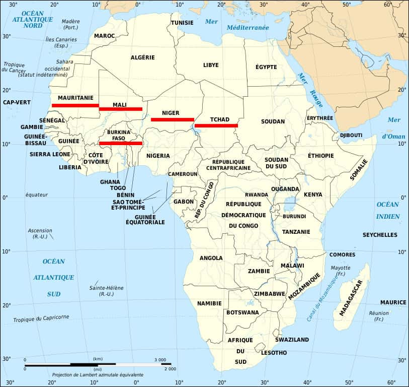Pays du G5 Sahel. © Eric Gaba, <em>Wikimedia commons,</em> 1.2