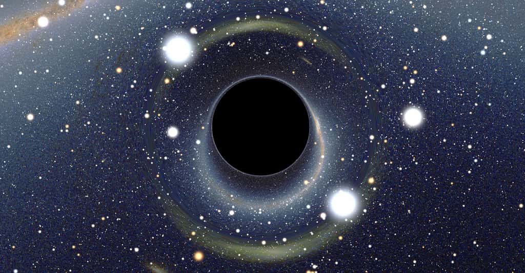 La voûte céleste telle que la verrait un observateur situé près d'un trou noir devant le centre de notre galaxie. ©© Alain R - CC BY-SA 2.5