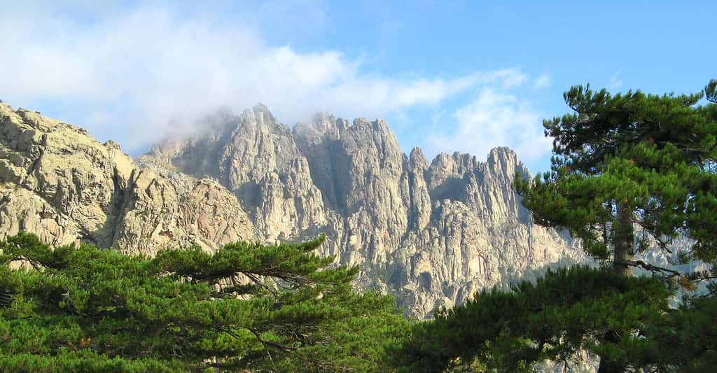 Les Aiguilles de Bavella, vues depuis le Col de Bavella (Corse du Sud). © Patrick Rouzet, <em>Wikimedia commons</em>, GFDL
