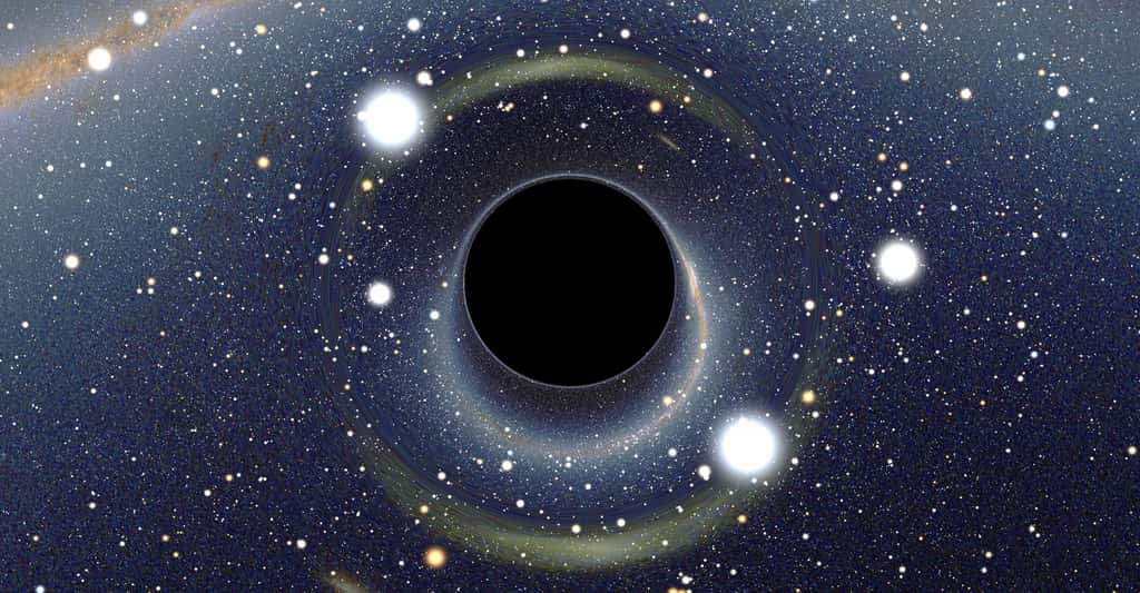 Découvrez le livre de Jean-Pierre Luminet sur l'infini. Ici, représentation d'un trou noir. © Alain R, <em>Wikimedia Commons</em>, CC by-sa 2.5