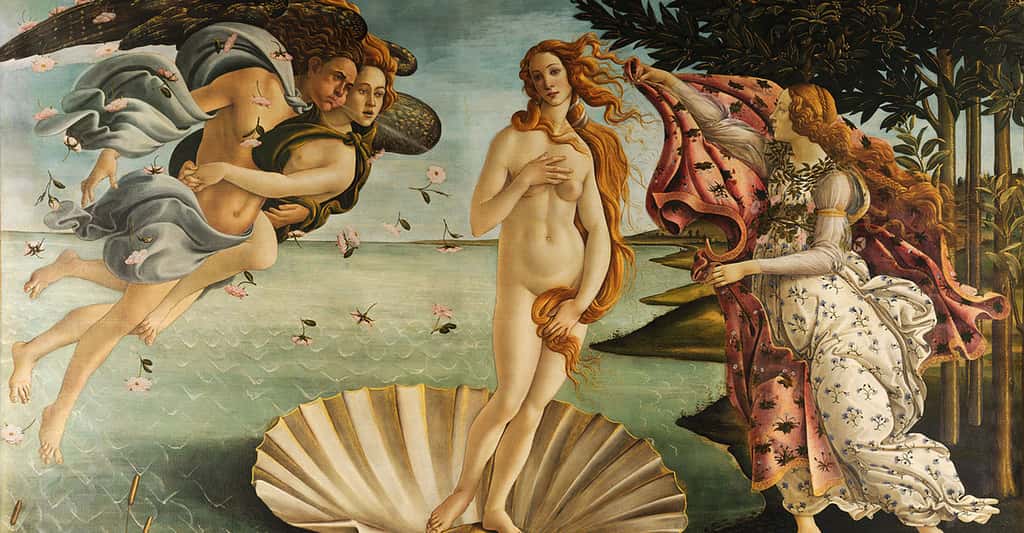 Les dimensions de <em>La Naissance de Vénus</em> de Sandro Botticelli respectent assez précisément la divine proportion. Il est pourtant très peu probable que cela indique une quelconque volonté de l'auteur. © Domaine public