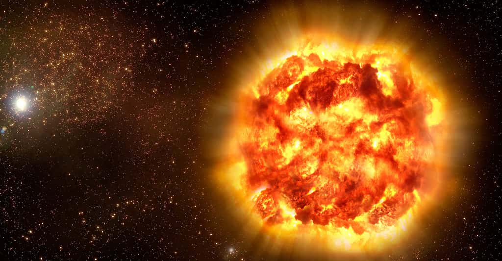L'observation de certaines étoiles a permis de découvrir l'accélération de l'expansion de l'Univers. Ici, vue d'artiste d'une supernova. © ESO, CC by 4.0