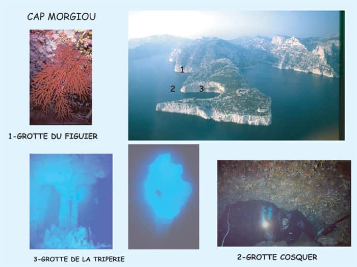  <br>Figure 11 et 12. Galeries sous-marines et grotte Cosquer. © J. Collina-Girard