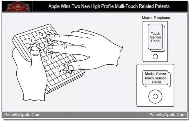 Le brevet déposé par Apple sur les écrans tactiles multipoints est à l’origine de nombreux démêlés judiciaires avec ses concurrents qui ont repris son mode de fonctionnement. © PatentlyApple.com