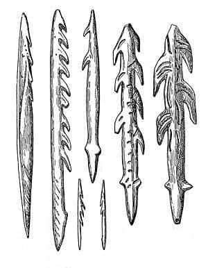 Outils préhistoriques pour la pêche : des harpons. © DP