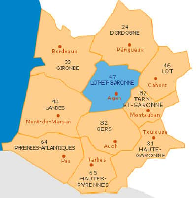 Carte du Lot-et-Garonne, un département surnommé « pays du bois ». © Conseil général du Lot-et-Garonne