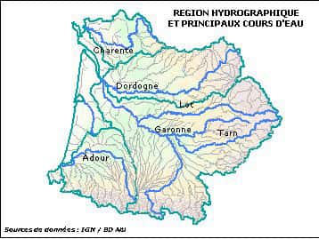 <br />Le bassin Adour-Garonne et son relief. © Agence de l'eau Adour-Garonne