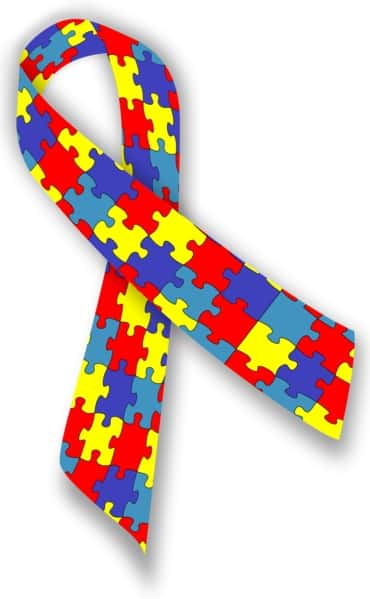 Le ruban à base de pièces de puzzle colorées est le symbole de l'autisme. © Melesse, Wikipédia, CC by-sa 3.0