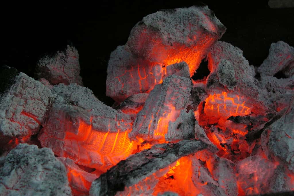 Le rayonnement des braises d'un feu est composé de lumière infrarouge. © Jens Buurgaard Nielsen, Domaine public