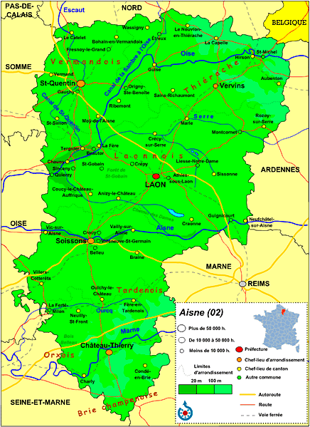 Parmi les grandes villes de l’Aisne, on trouve Château-Thierry, Laon, Saint-Quentin ou encore Soissons. © Manchot sanguinaire, cc by sa 3.0
