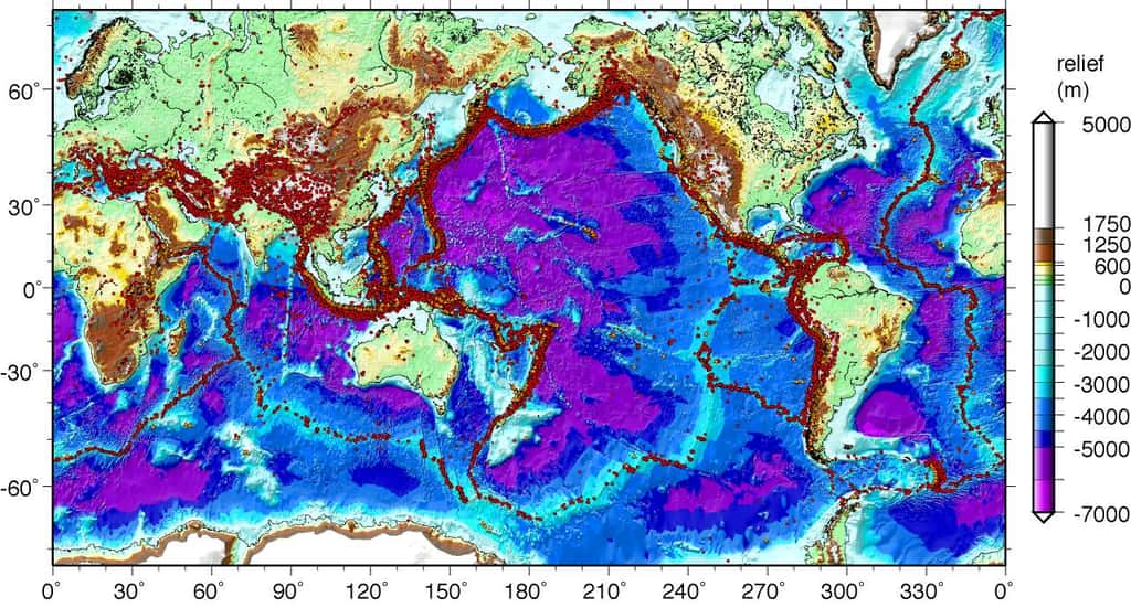 Carte de la sismicité mondiale, de 1973 à 2004. © NEIC, M.-A. Gutscher