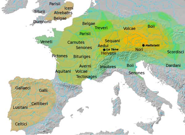 Une carte de l’Europe celtique à l’époque de la Tène. © DP