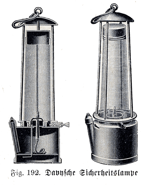 Schéma d’une lampe Davy, une lampe de sécurité utilisée dans les mines de charbon. © Kogo, Wikimedia Commons, DP
