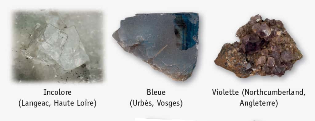 Les minéraux peuvent afficher toutes sortes de couleurs. Certains sont même incolores. © Dunod, DR