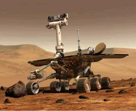 Le rover Mars Exploration Rover « explore » Mars. &copy; NASA / JPL 