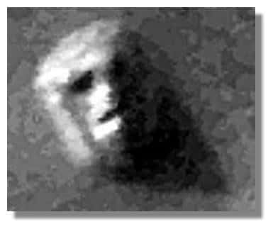 « Cydonia Face » : en 1976, la sonde Viking prend un cliché de ce relief martien qui semble représenter un visage... © Nasa 
