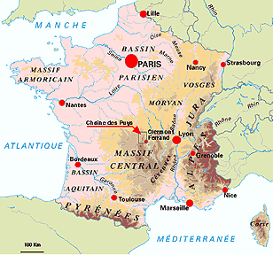 Localisation de la Chaîne des Puys en France &copy; Bernard Dichamp