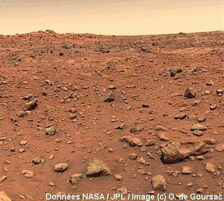 Bonne version de l'image de Mars. © Données Nasa/JPL/Images © O. de Goursac.