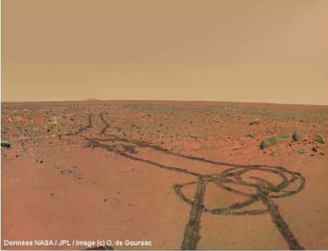 Représentation des corrections nécessaires des couleurs de Mars. © Données Nasa/JPL / Images © O. de Goursac