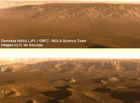 Valles Marineris, canyon martien. © Données Nasa/GSFC/<em>Mola Science Team</em> / Images O. de Goursac