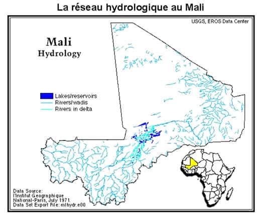 <br />Carte réseau hydrique Mali<br />&copy; Tous droits de reproduction réservés