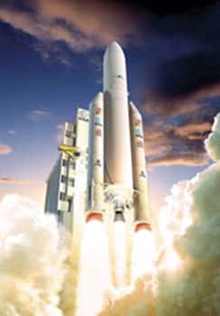 <br />Ariane 5 ESC-A - &copy;  ESA - Ejection de matière au décollage 
