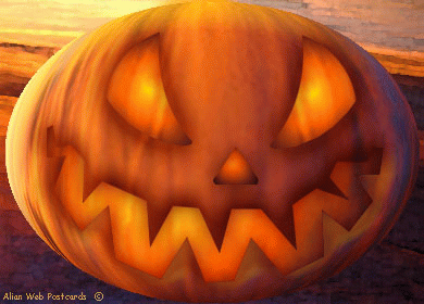 La citrouille est utilisée comme décoration le soir d'Halloween pour le plus grand plaisir des enfants. © Alian Web Postcards
