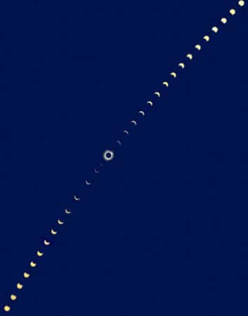 <br />Chapelet de l'éclipse du 21 juin 2001 recomposé à partir de 31 images prises avec 1270mm de focale &copy; : Philippe Morel, SAF - Reproduction et utilisation interdites 