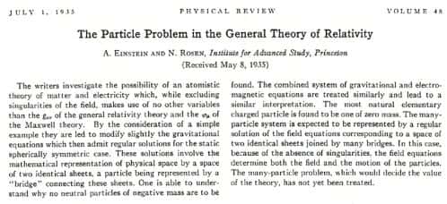 L'article d'Einstein et Nathan Rosen.