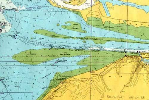 Carte marine de l'estuaire de la Seine. © DR, reproduction et utilisation interdites