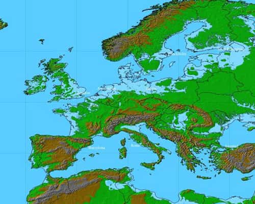 L'Europe : niveau des mers + 80 m ! © DR, reproduction et utilisation interdites 