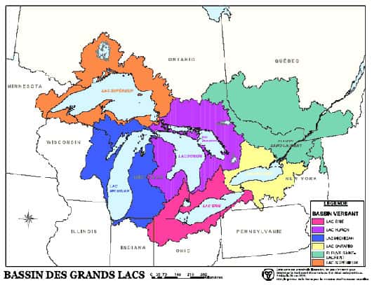 Bassins versants des Grands Lacs. © DR