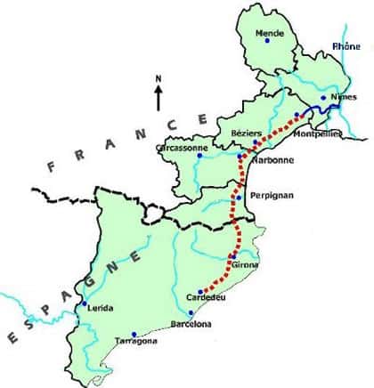 Plan de l'aqueduc Rhône-Espagne. Le projet a finalement été abandonné. © DR
