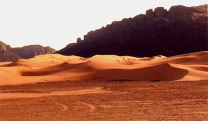 <br />Mauritanie. Débouché de la vallée du Gorgol Blanc. Le sable allochtone qui migre dans la vallée se mélange au matériel fluviatile autchtone. Ce sable "blanc" alimente la Dhrayya Malichigdâne (faisceau de sifs géants de 40 km de long) 