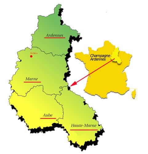<br />Situation de la Région Champagne-Ardennes sur la carte de France 